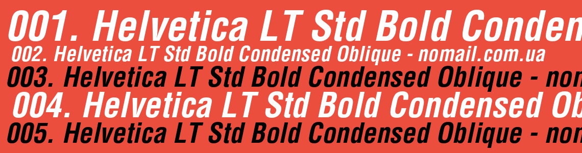 Шрифт Helvetica LT Std Bold Condensed Oblique