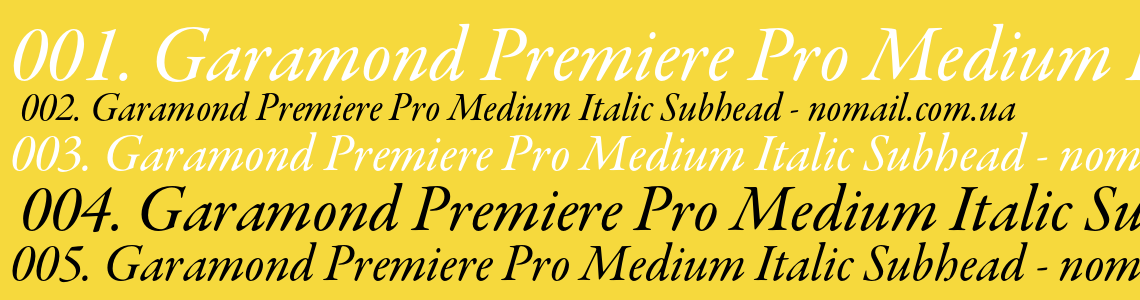Шрифт Garamond Premiere Pro Medium Italic Subhead
