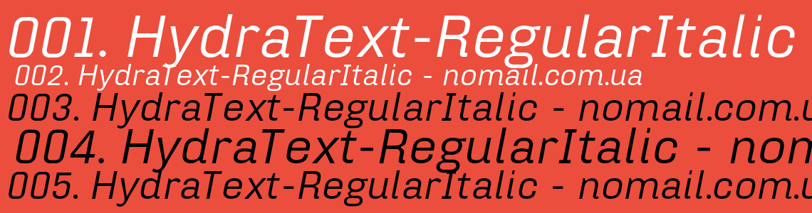 Шрифт HydraText-RegularItalic