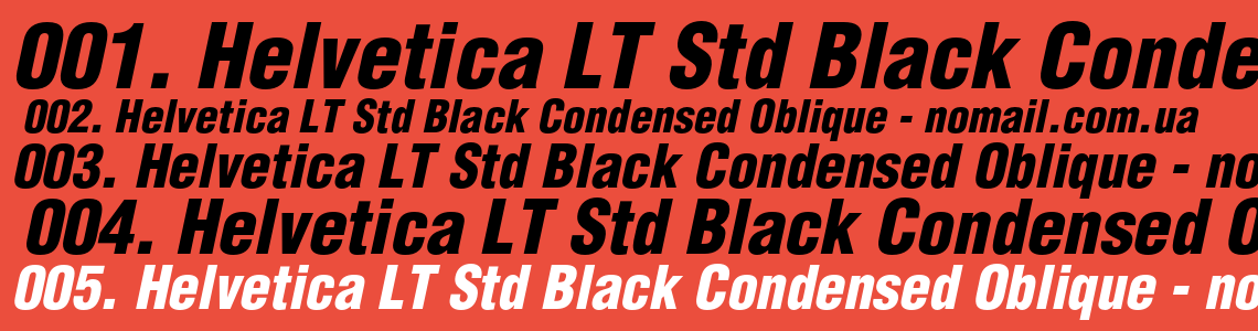 Шрифт Helvetica LT Std Black Condensed Oblique