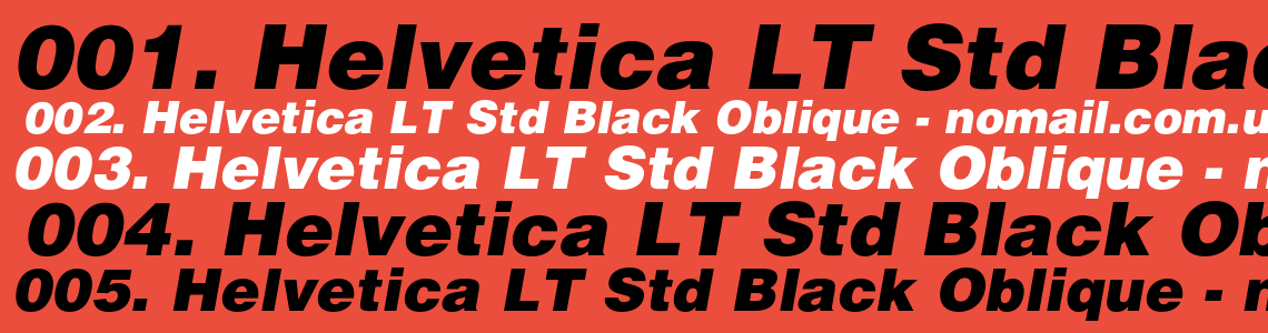 Шрифт Helvetica LT Std Black Oblique