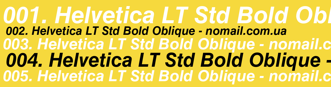 Шрифт Helvetica LT Std Bold Oblique