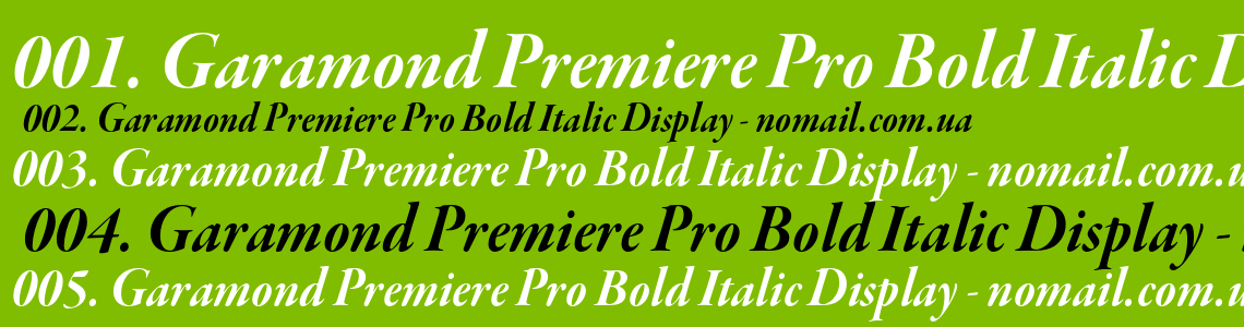 Шрифт Garamond Premiere Pro Bold Italic Display