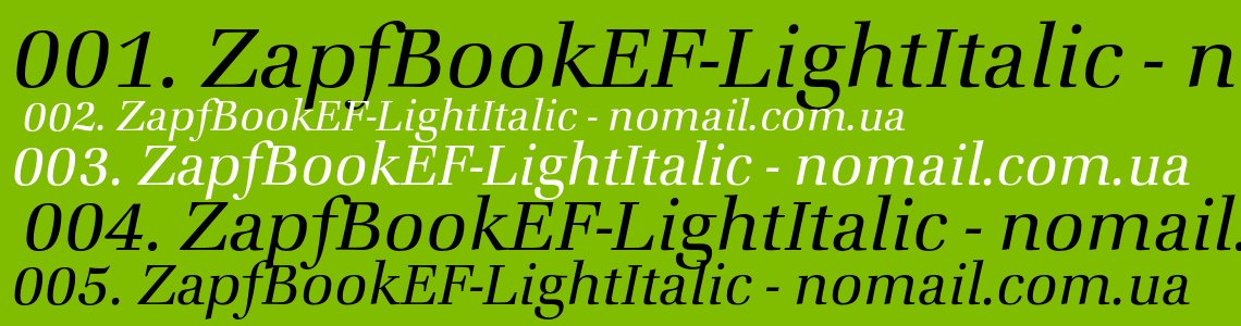 Шрифт ZapfBookEF-LightItalic