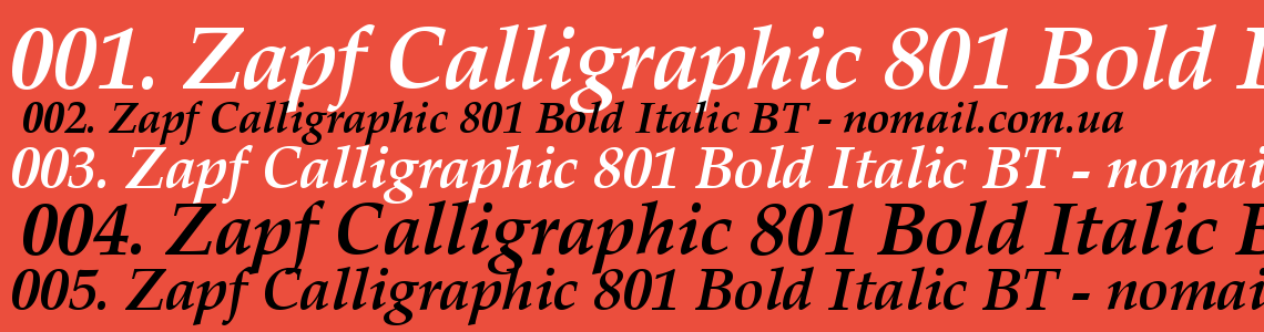 Шрифт Zapf Calligraphic 801 Bold Italic BT