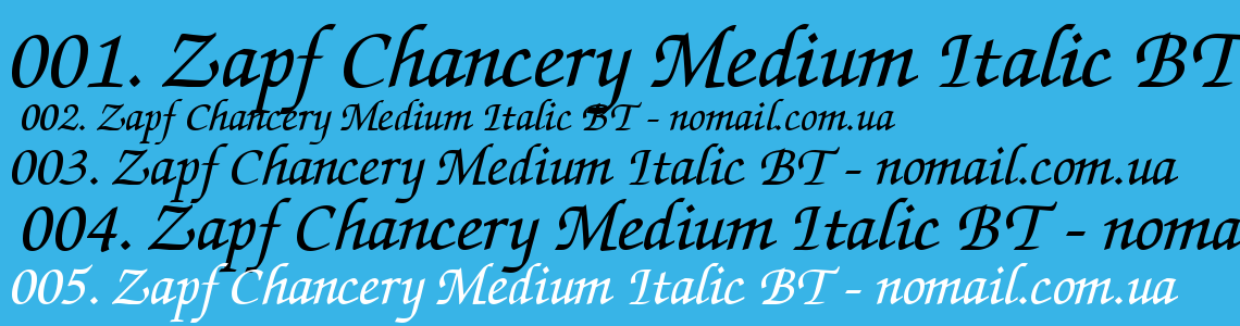 Шрифт Zapf Chancery Medium Italic BT