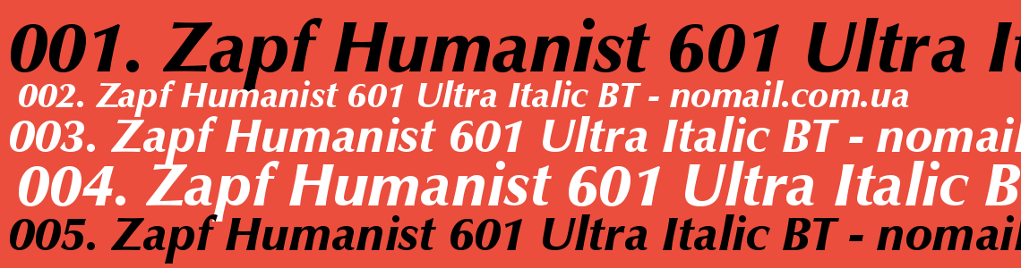 Шрифт Zapf Humanist 601 Ultra Italic BT