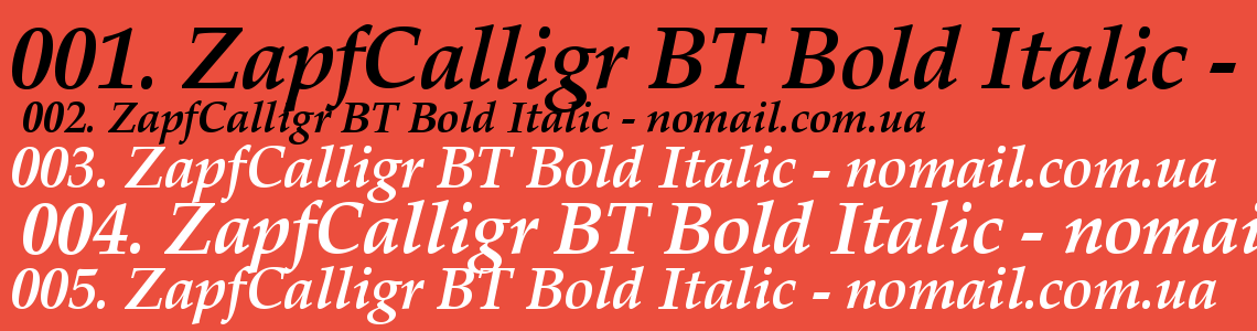 Шрифт ZapfCalligr BT Bold Italic