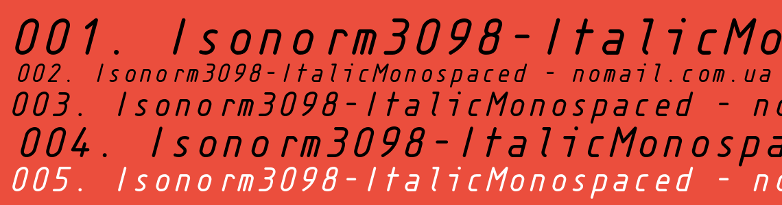 Шрифт Isonorm3098-ItalicMonospaced