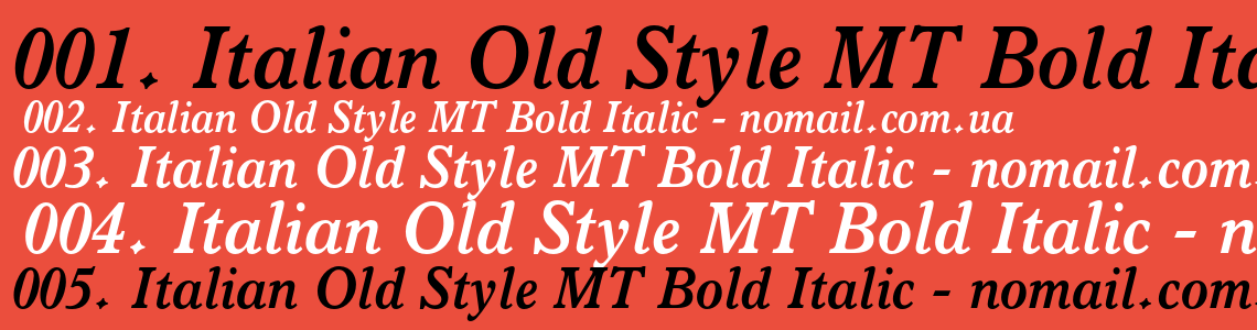 Шрифт Italian Old Style MT Bold Italic