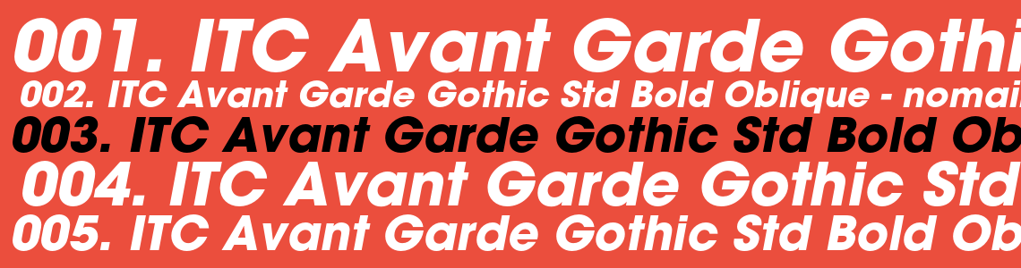 Шрифт ITC Avant Garde Gothic Std Bold Oblique