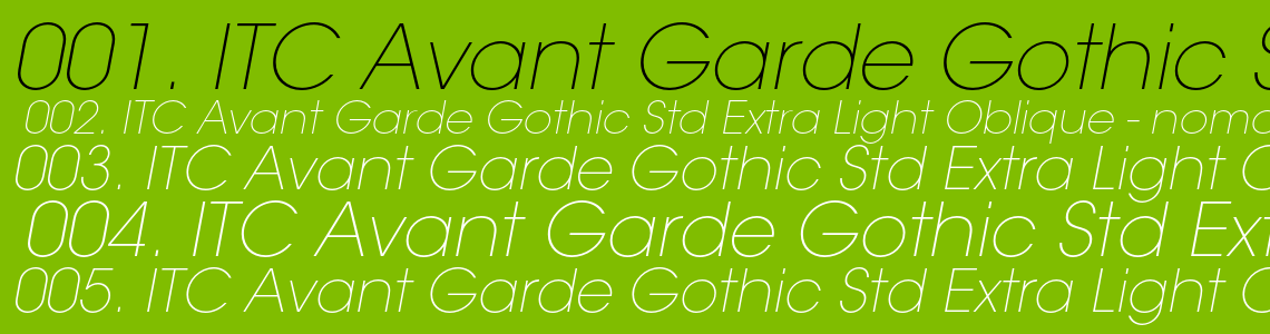 Шрифт ITC Avant Garde Gothic Std Extra Light Oblique