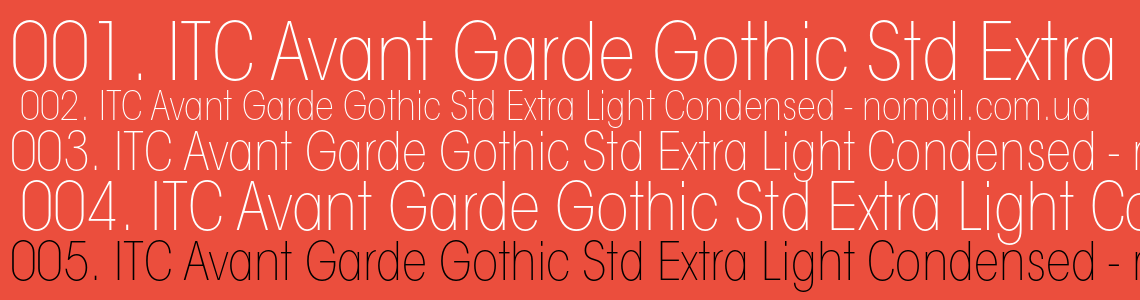 Шрифт ITC Avant Garde Gothic Std Extra Light Condensed