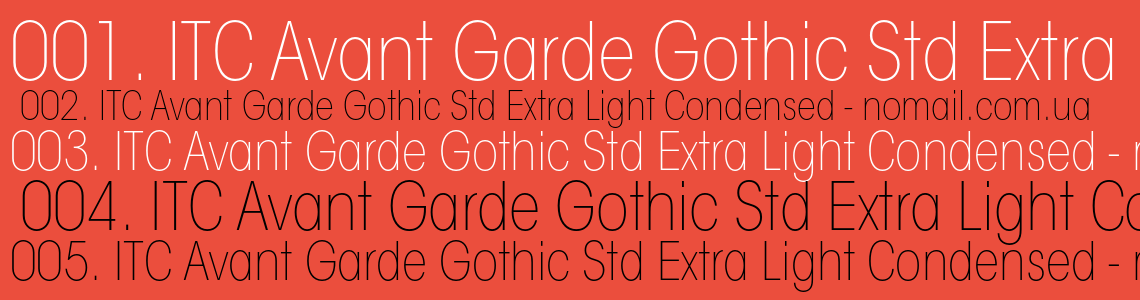 Шрифт ITC Avant Garde Gothic Std Extra Light Condensed