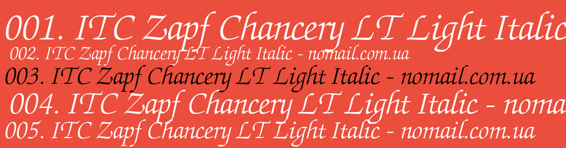 Шрифт ITC Zapf Chancery LT Light Italic