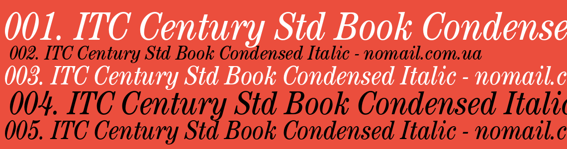 Шрифт ITC Century Std Book Condensed Italic