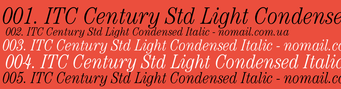 Шрифт ITC Century Std Light Condensed Italic