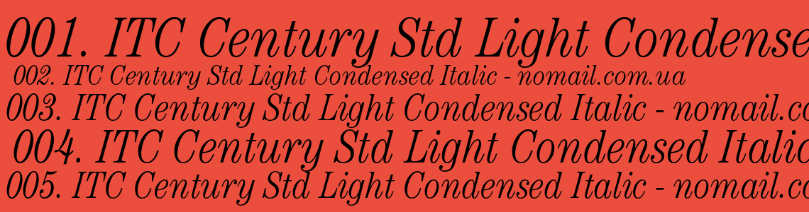 Шрифт ITC Century Std Light Condensed Italic