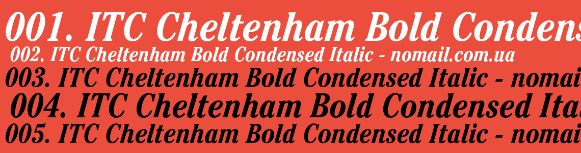 Шрифт ITC Cheltenham Bold Condensed Italic