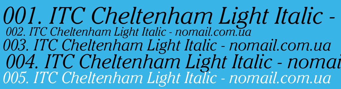 Шрифт ITC Cheltenham Light Italic