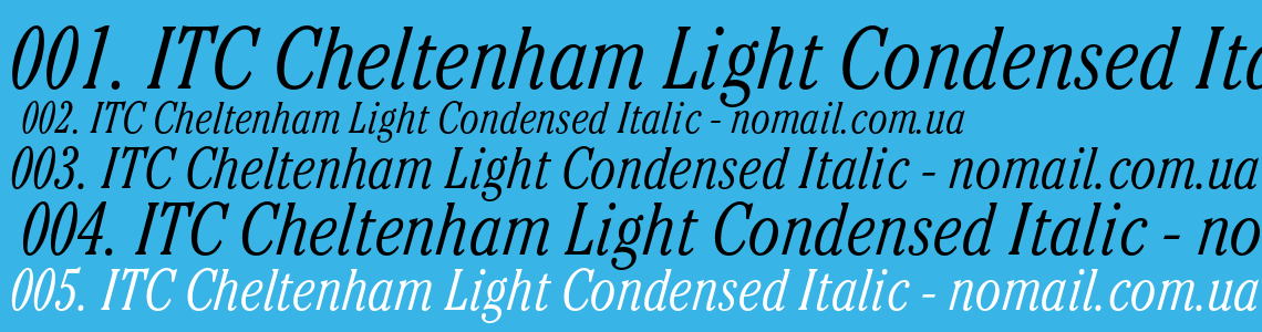 Шрифт ITC Cheltenham Light Condensed Italic