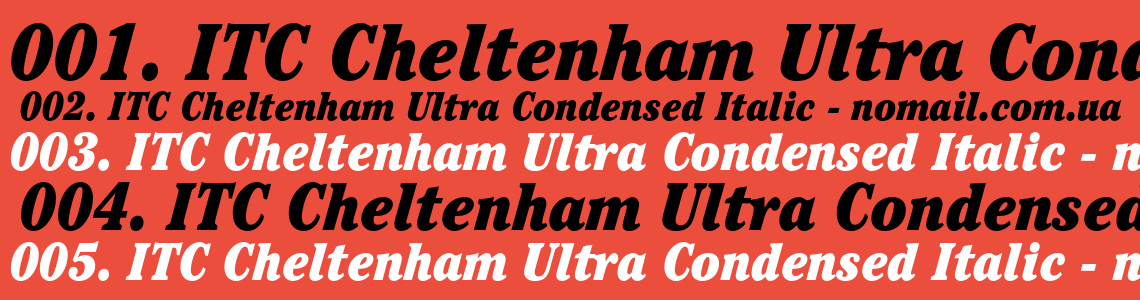 Шрифт ITC Cheltenham Ultra Condensed Italic