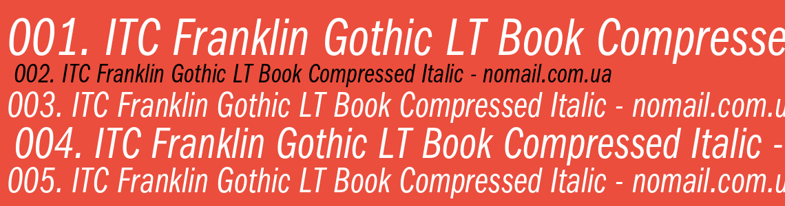 Шрифт ITC Franklin Gothic LT Book Compressed Italic