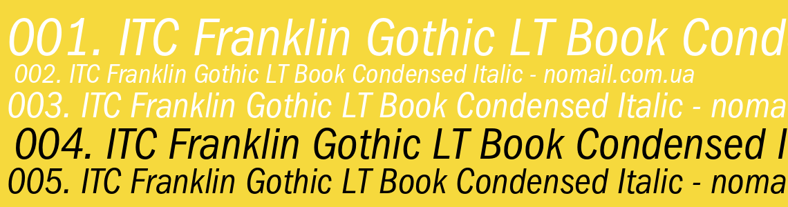 Шрифт ITC Franklin Gothic LT Book Condensed Italic