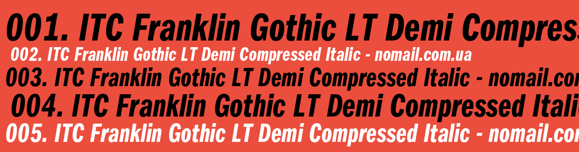 Шрифт ITC Franklin Gothic LT Demi Compressed Italic