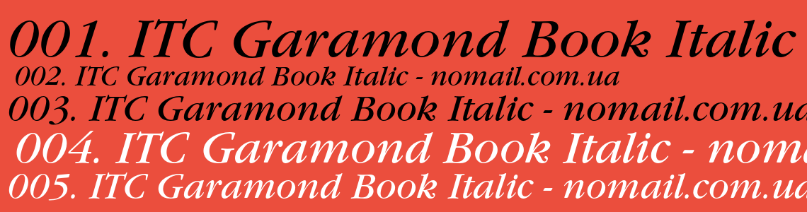 Шрифт ITC Garamond Book Italic