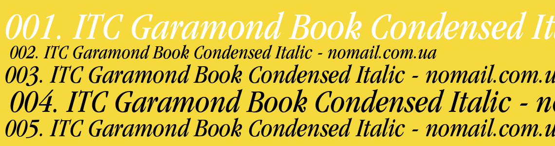 Шрифт ITC Garamond Book Condensed Italic