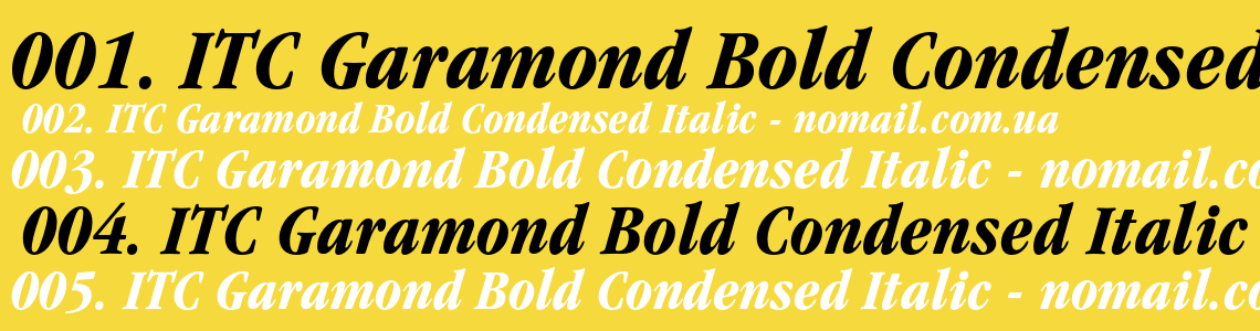 Шрифт ITC Garamond Bold Condensed Italic