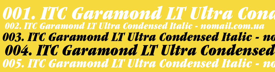 Шрифт ITC Garamond LT Ultra Condensed Italic