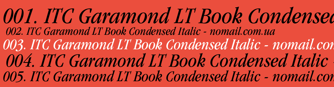 Шрифт ITC Garamond LT Book Condensed Italic