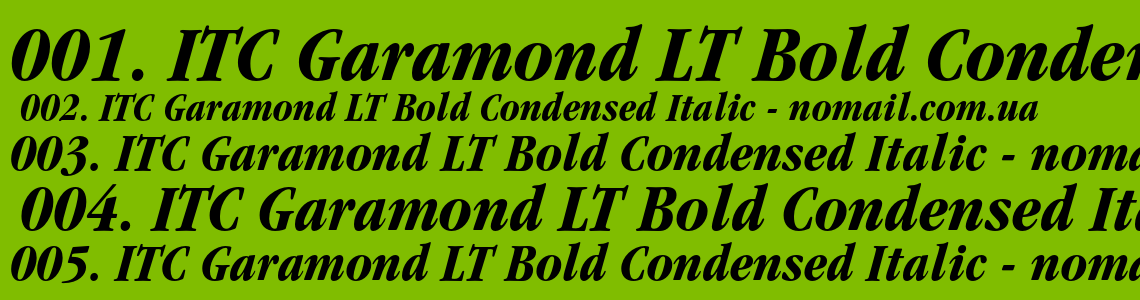 Шрифт ITC Garamond LT Bold Condensed Italic