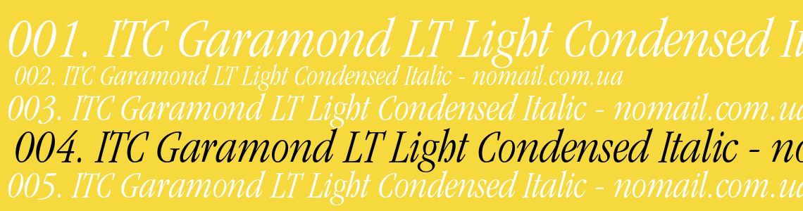 Шрифт ITC Garamond LT Light Condensed Italic