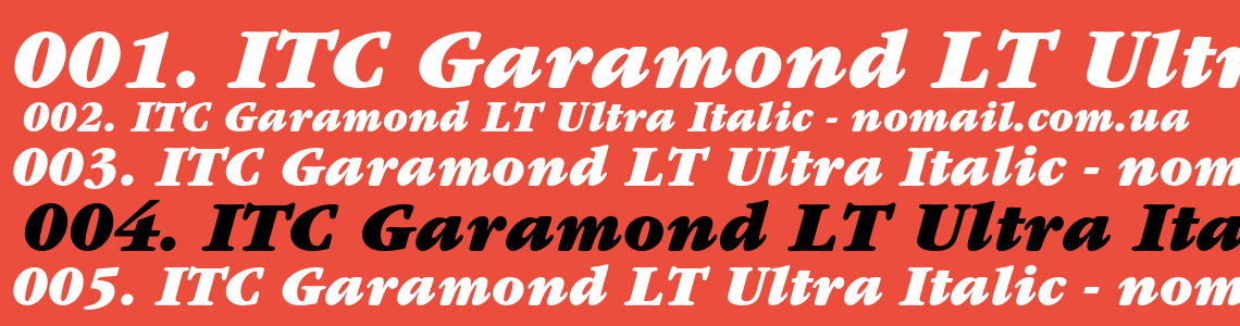 Шрифт ITC Garamond LT Ultra Italic