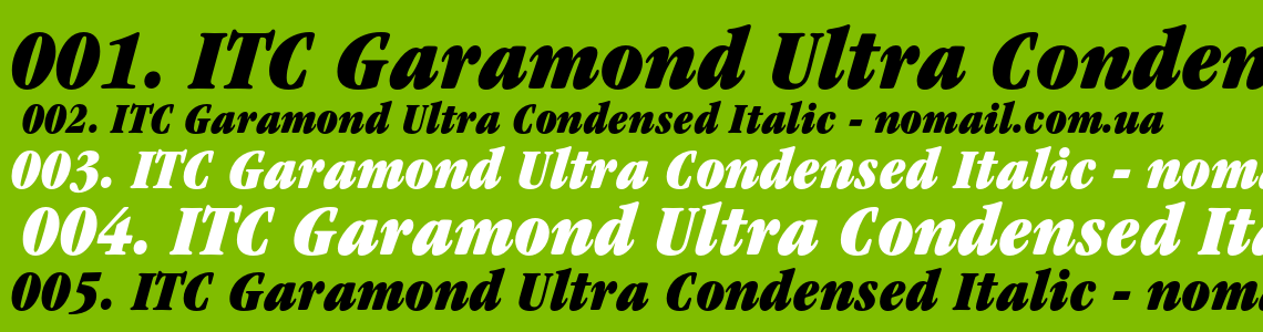 Шрифт ITC Garamond Ultra Condensed Italic