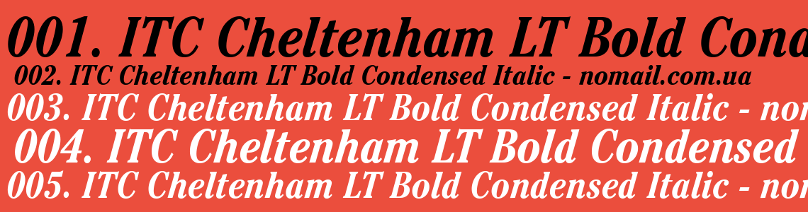 Шрифт ITC Cheltenham LT Bold Condensed Italic