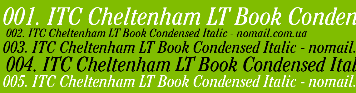 Шрифт ITC Cheltenham LT Book Condensed Italic