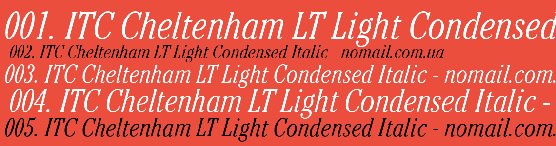 Шрифт ITC Cheltenham LT Light Condensed Italic