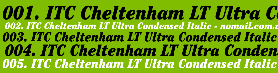 Шрифт ITC Cheltenham LT Ultra Condensed Italic