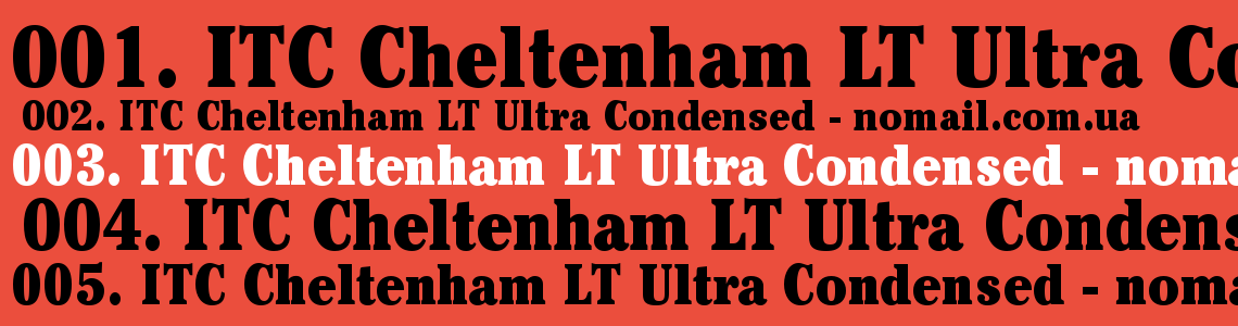 Шрифт ITC Cheltenham LT Ultra Condensed