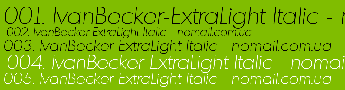 Шрифт IvanBecker-ExtraLight Italic