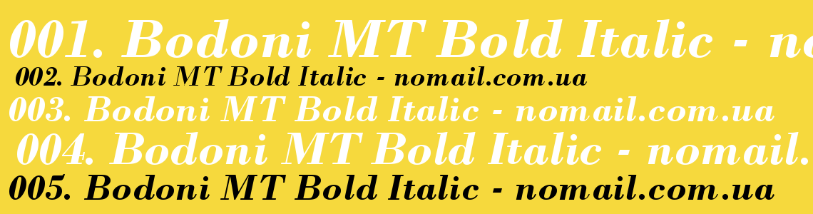 Шрифт Bodoni MT Bold Italic