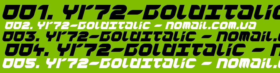 Шрифт Yr72-BoldItalic