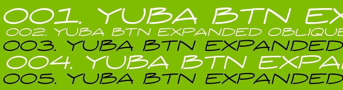 Шрифт Yuba BTN Expanded Oblique