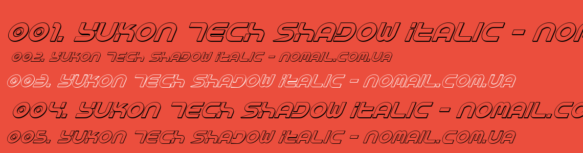 Шрифт Yukon Tech Shadow Italic