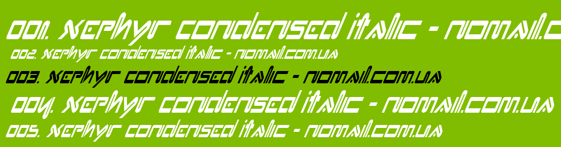 Шрифт Xephyr Condensed Italic