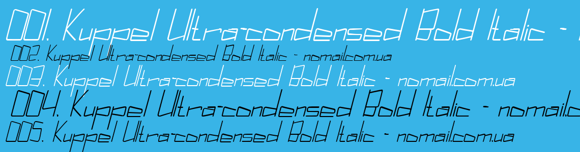 Шрифт Kuppel Ultra-condensed Bold Italic